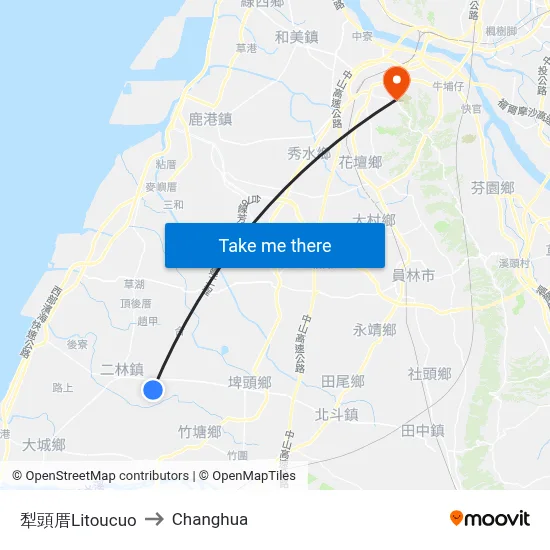 犁頭厝Litoucuo to Changhua map