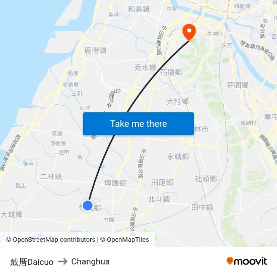 Daicuo to Changhua map