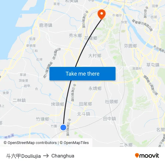 Douliujia to Changhua map