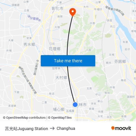 莒光站Juguang Station to Changhua map