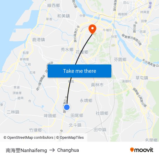 南海豐Nanhaifemg to Changhua map