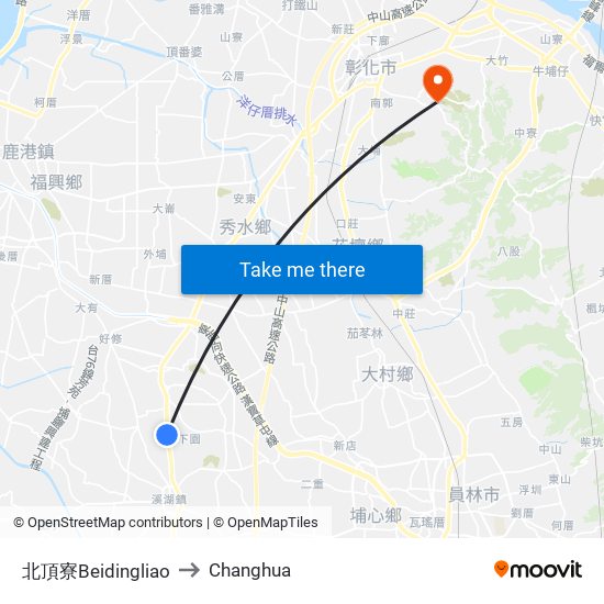 北頂寮Beidingliao to Changhua map