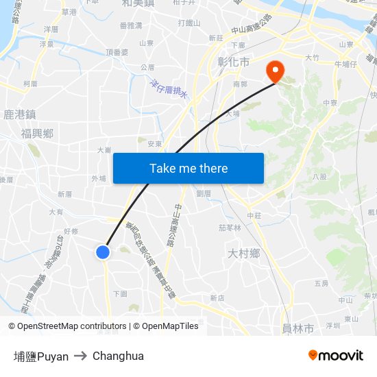 埔鹽Puyan to Changhua map