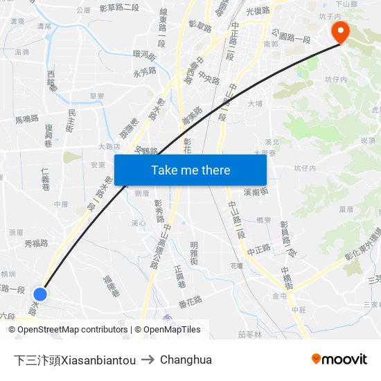 下三汴頭Xiasanbiantou to Changhua map
