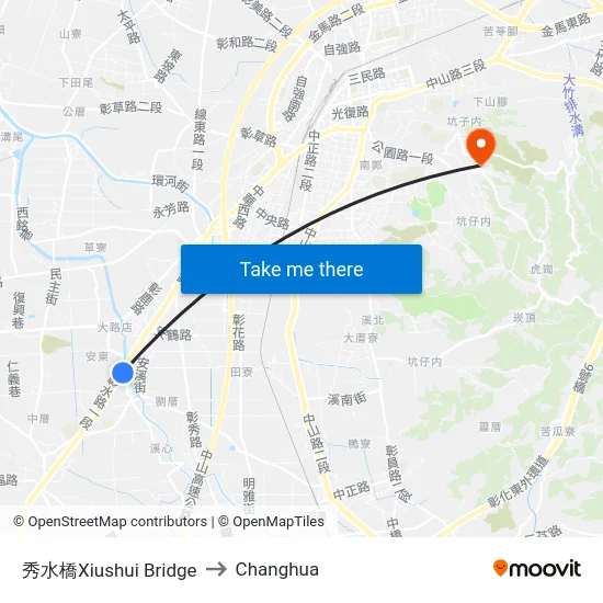 秀水橋Xiushui Bridge to Changhua map