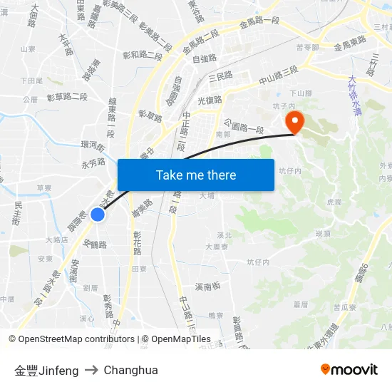 金豐Jinfeng to Changhua map