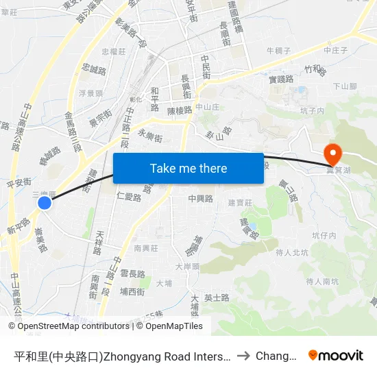 平和里(中央路口)Zhongyang Road Intersection to Changhua map