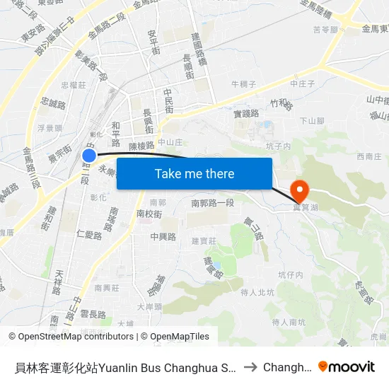 Yuanlin Bus Changhua Station to Changhua map