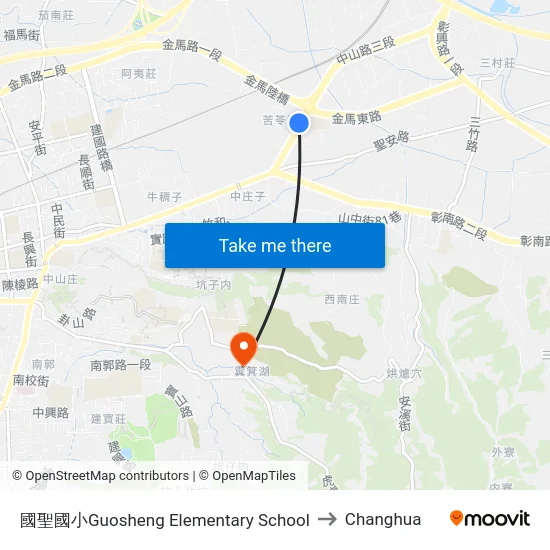 國聖國小Guosheng Elementary School to Changhua map