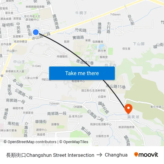 長順街口Changshun Street Intersection to Changhua map