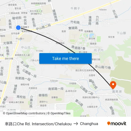 Chelukou Intersection to Changhua map