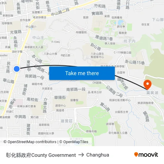 County Government to Changhua map