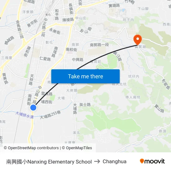 南興國小Nanxing Elementary School to Changhua map