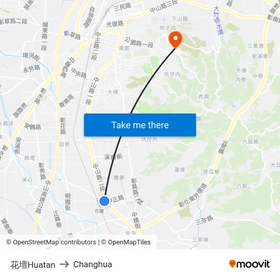 Huatan to Changhua map