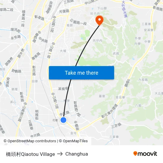 橋頭村Qiaotou Village to Changhua map