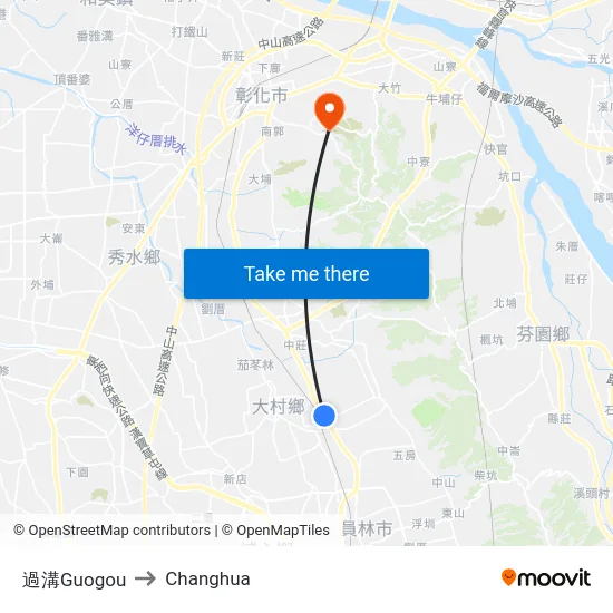 過溝Guogou to Changhua map