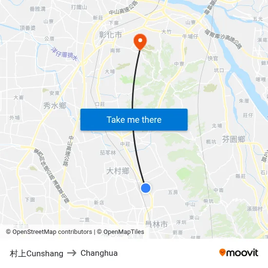 村上Cunshang to Changhua map