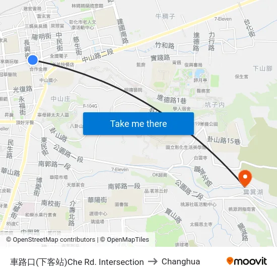 車路口(下客站)Che Rd. Intersection to Changhua map
