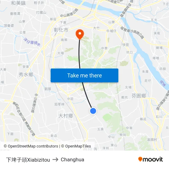 下埤子頭Xiabizitou to Changhua map