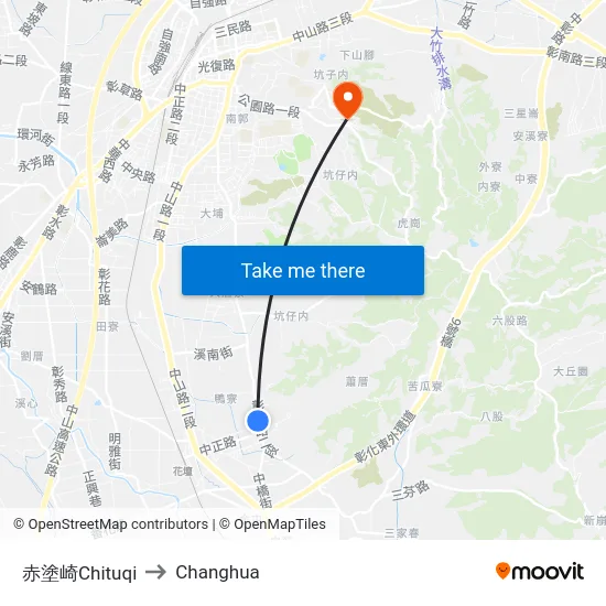 Chituqi to Changhua map