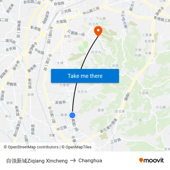 Ziqiang New City to Changhua map