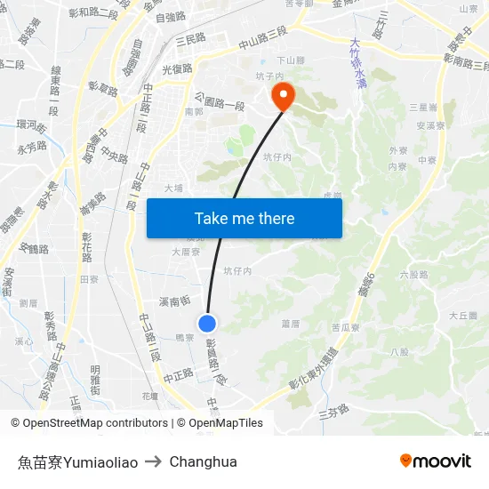 Yumiaoliao to Changhua map