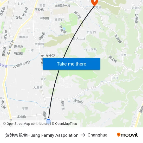 Huang Family Association to Changhua map
