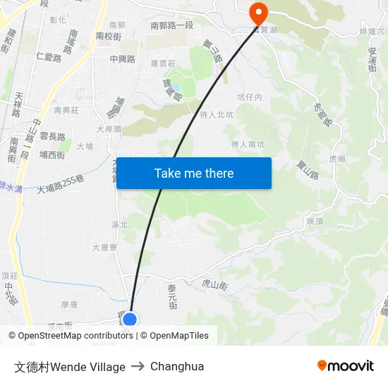 Wende Village to Changhua map
