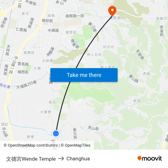 Wende Temple to Changhua map