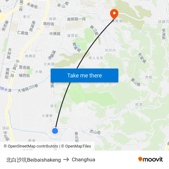 北白沙坑Beibaishakeng to Changhua map