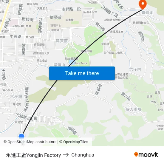 Yongjin Factory to Changhua map