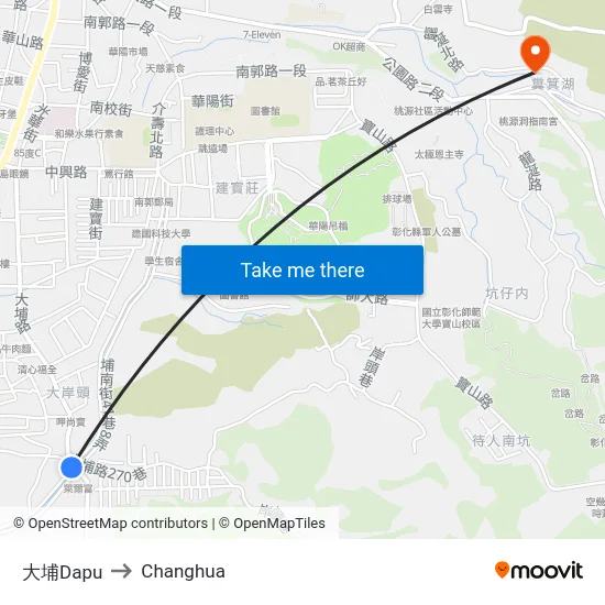 Dapu to Changhua map