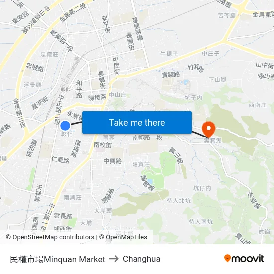 Minquan Market to Changhua map