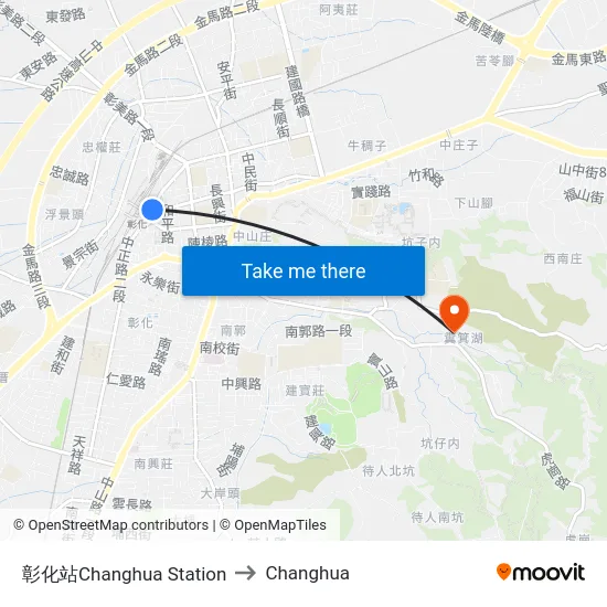 Changhua Station to Changhua map