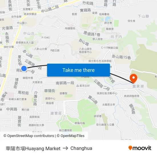 Huayang Market to Changhua map