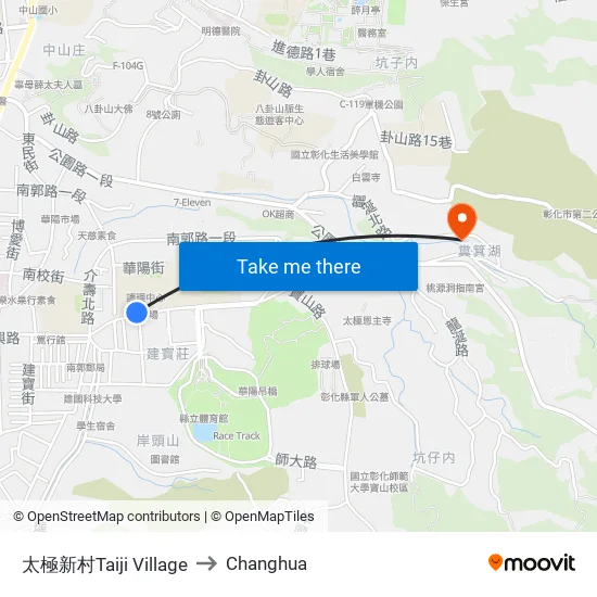 Taiji Village to Changhua map