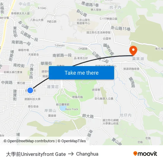 University Front Gate to Changhua map