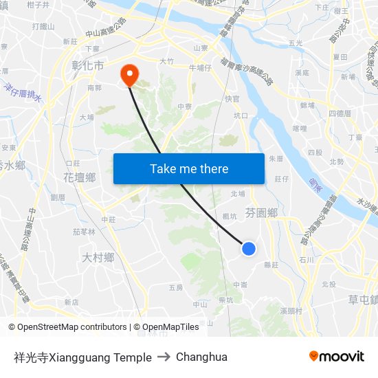 祥光寺Xiangguang Temple to Changhua map