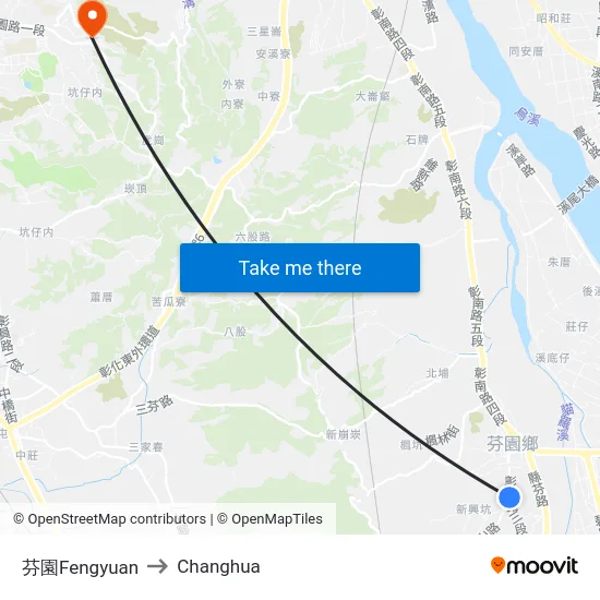 Fengyuan to Changhua map