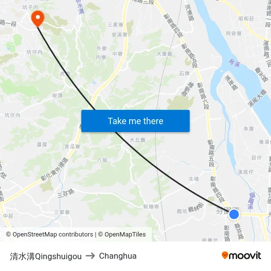 Qingshuigou to Changhua map