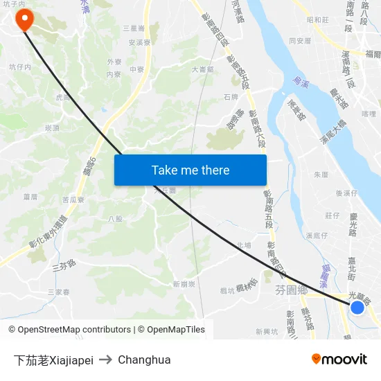 下茄荖Xiajiapei to Changhua map