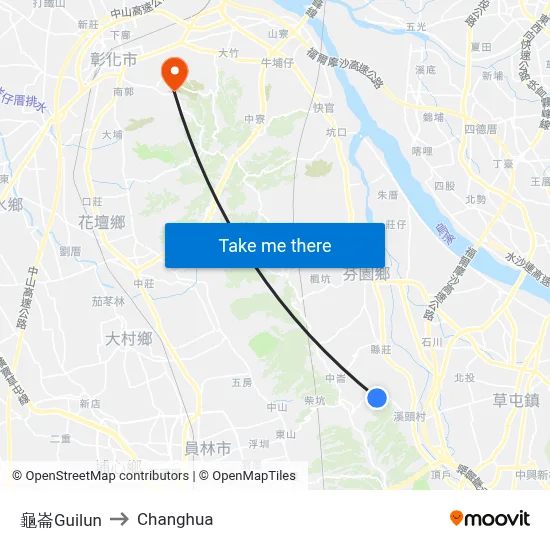Guilun to Changhua map