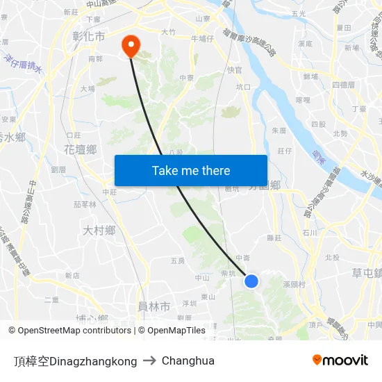 Dinagzhangkong to Changhua map