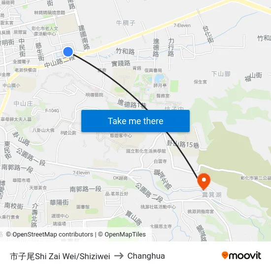 Shiziwei to Changhua map