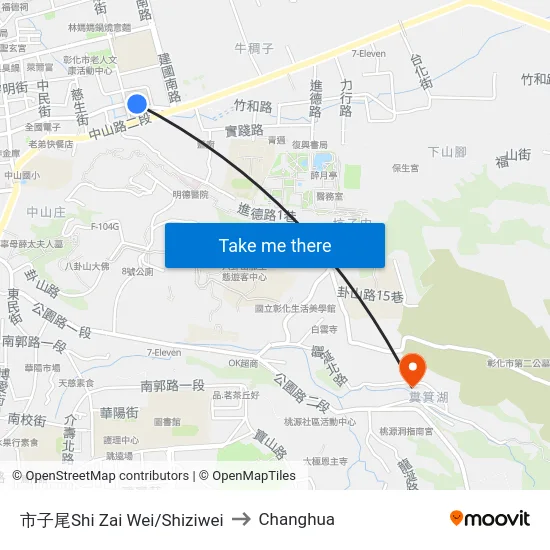 Shiziwei to Changhua map