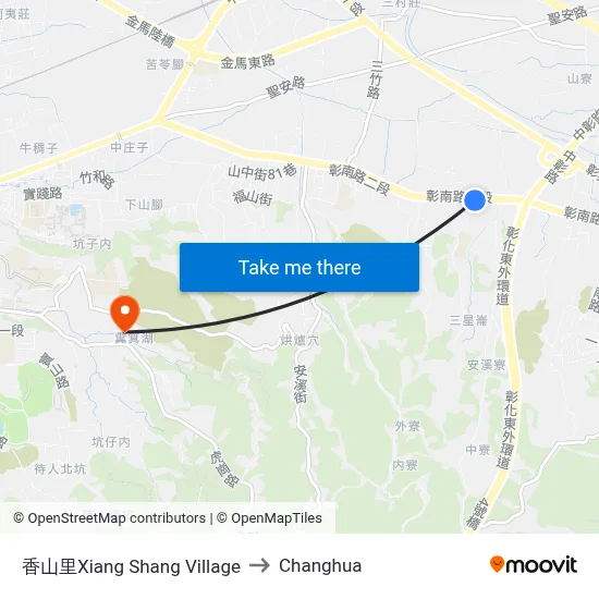 Xiang Shang Village to Changhua map