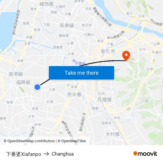 下番婆Xiafanpo to Changhua map