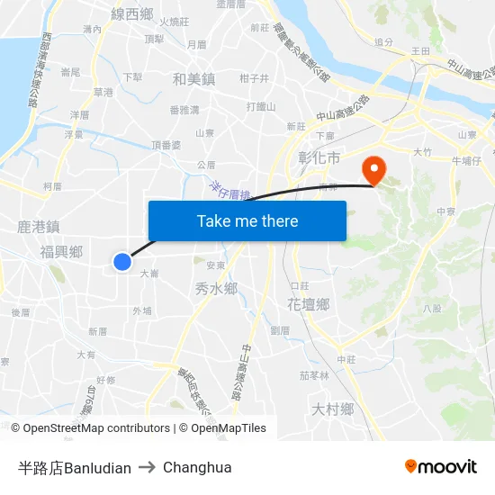 Banludian to Changhua map