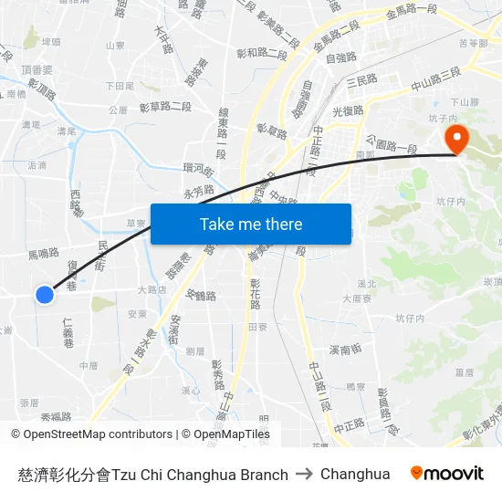 Tzu Chi Changhua Branch to Changhua map