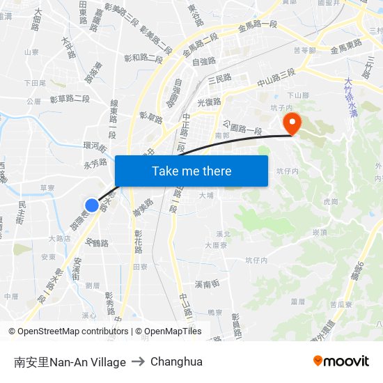 南安里Nan-An Village to Changhua map